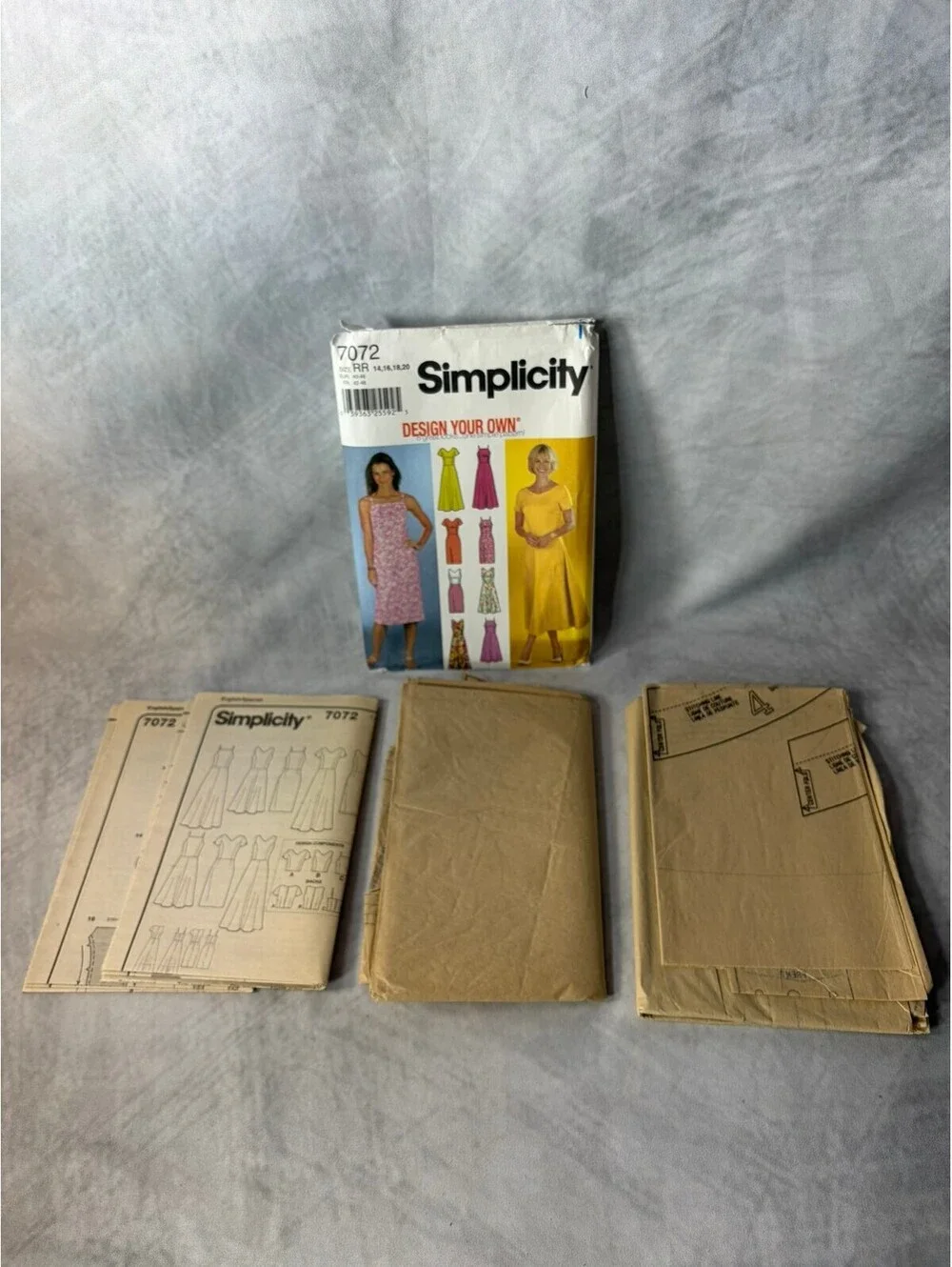 Vintage 2002 Simplicity 7072 Misses Dress Sewing Pattern Size 14 16 18 20